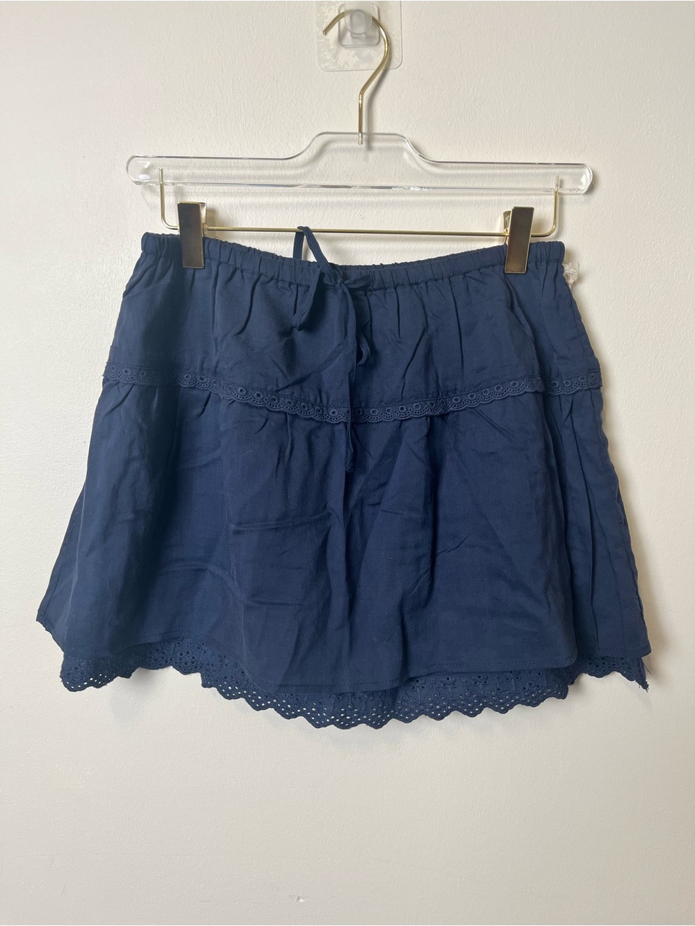 Camila Coelho Women’s Navy Eyelet Trim Mini Skirt
